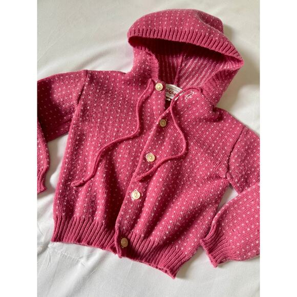 VINTAGE - Piccolo Pink polka Dot Button Cardigan - Size -8 Months - Picture 2 of 2